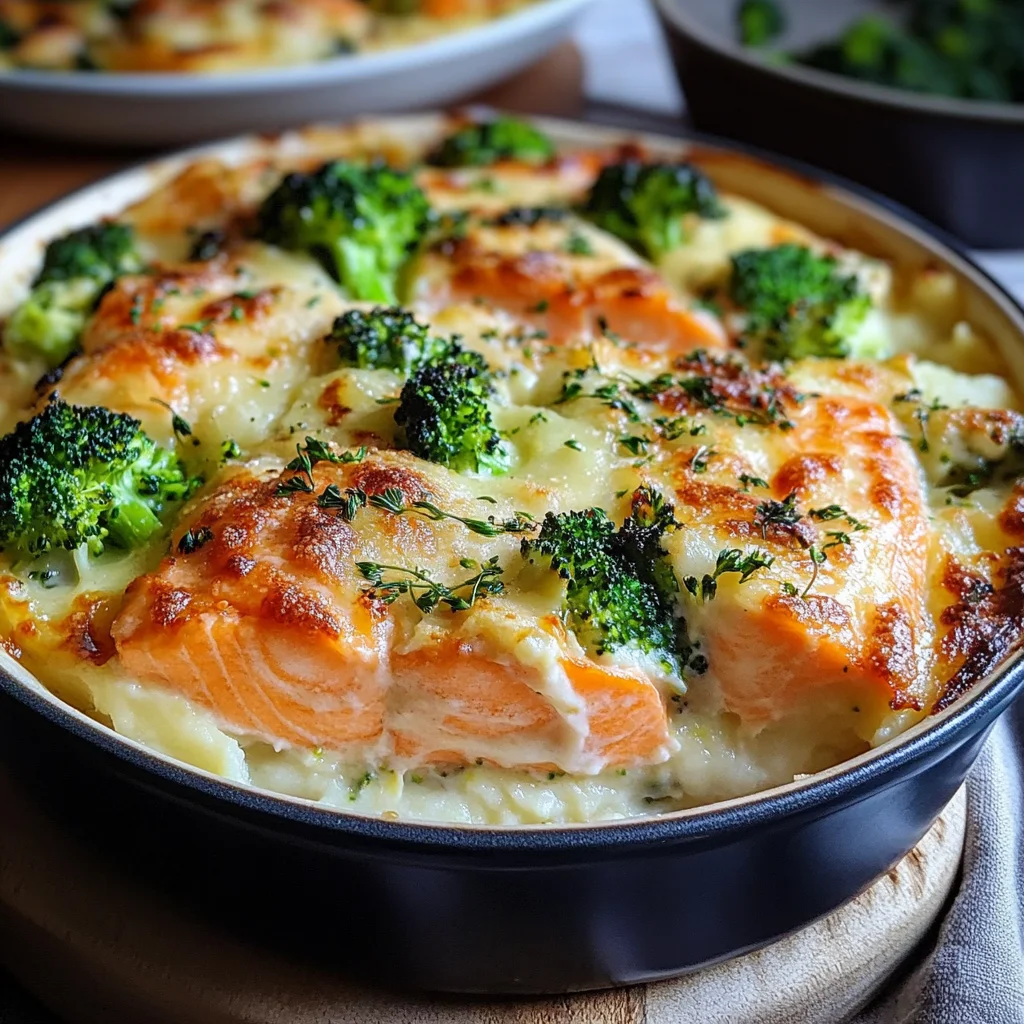 Parmentier au saumon et brocolis