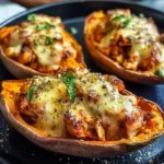 Patate douce farcie au poulet