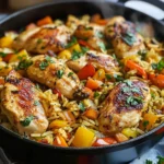 Riz au four poulet légumes