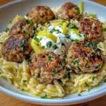 Boulettes Grecques & Orzo Citronné avec Crème de Feta