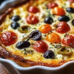 Clafoutis salé aux tomates cerise, olives et chèvre