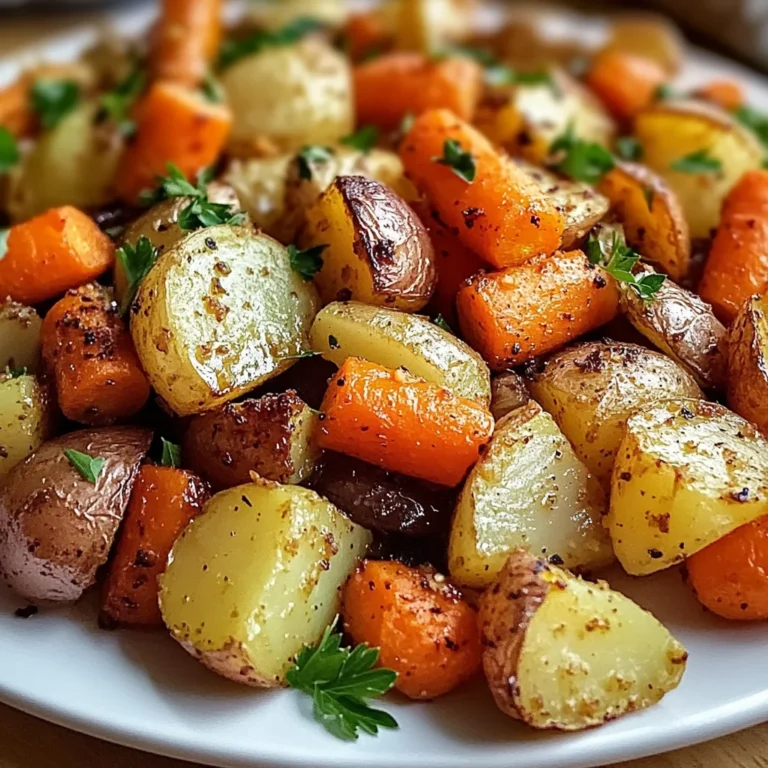 Oignons, Carottes et Pommes de Terre Rôtis au Four