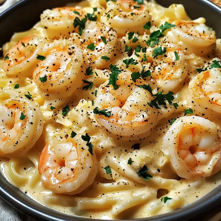 Pâtes crémeuses ail crevettes