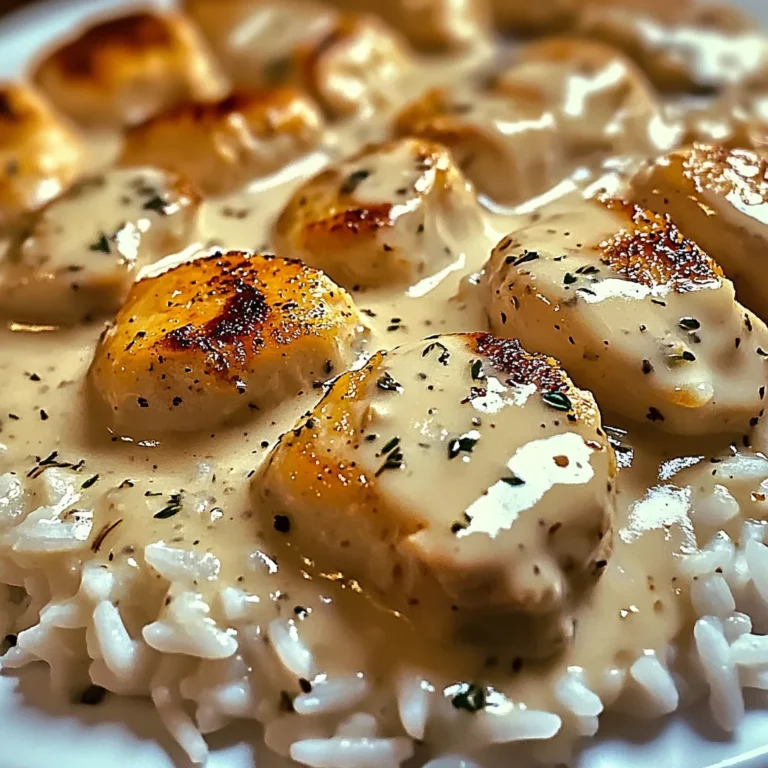 Poulet crémeux et riz en sauce