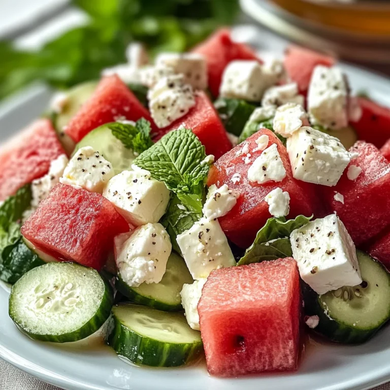 Salade de pastèque, concombre et feta