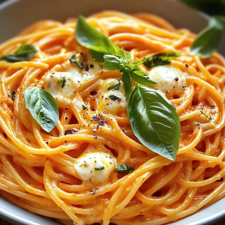Spaghetti à la Crème de Poivron Rouge et Mozzarella