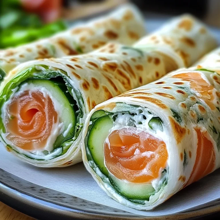 Wraps au fromage frais, concombre et saumon fumé